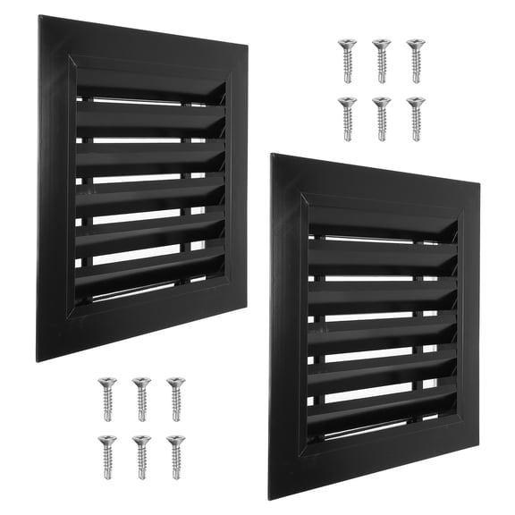 Uxcell 12x12 Inch Gable Vent, 2PCS Aluminum Alloy Wall Shed Vents with Strainer, Black