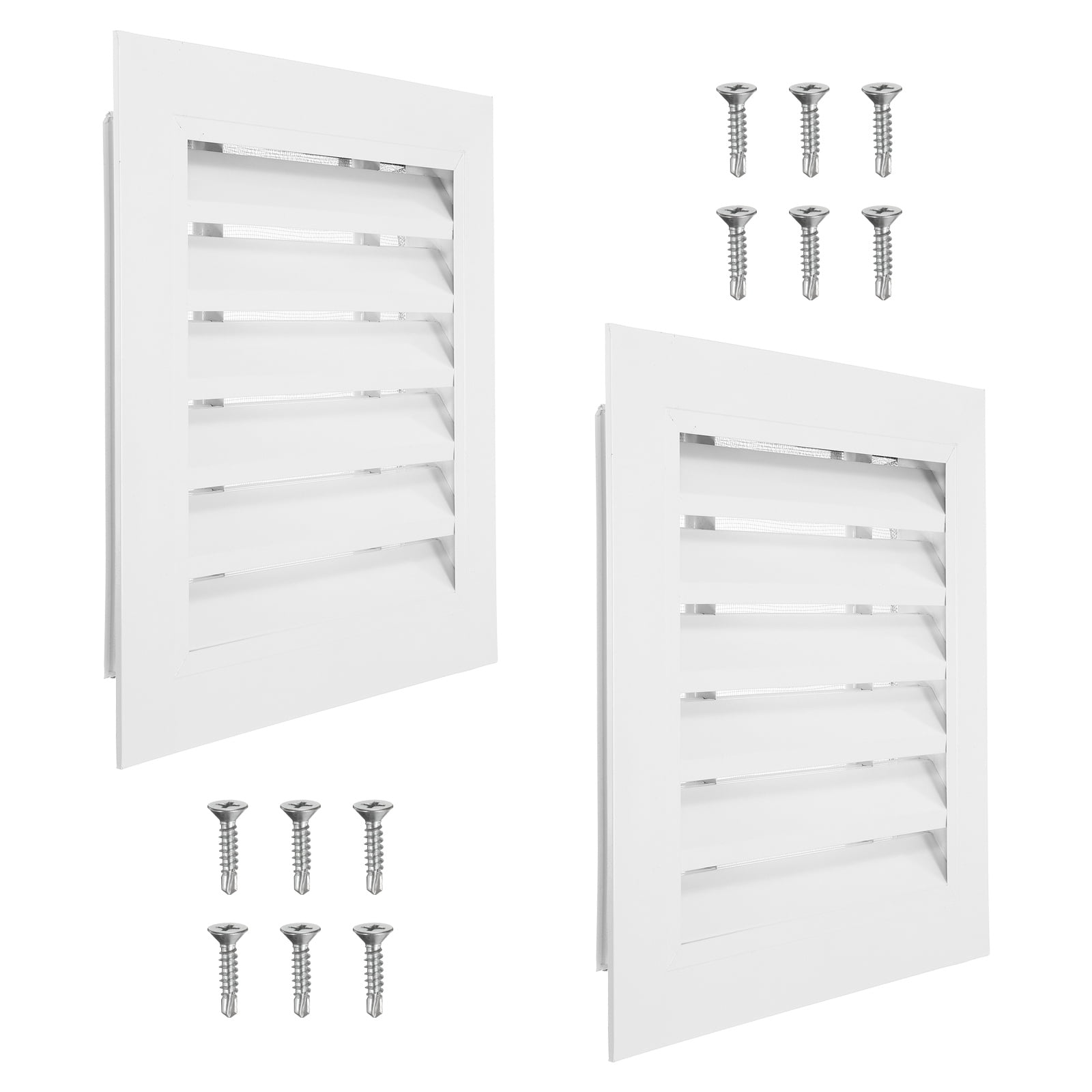Uxcell 12x12 Inch Gable Vent, 2PCS Aluminum Alloy Wall Shed Vents with Strainer, White
