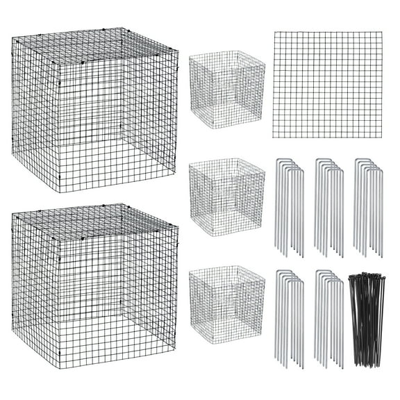 Uxcell 12x12 Inch Small Wire Plant Protectors 20 Sheet Square Wire Plant Cages Mesh with 20 Ground Stakes, 50 Ties