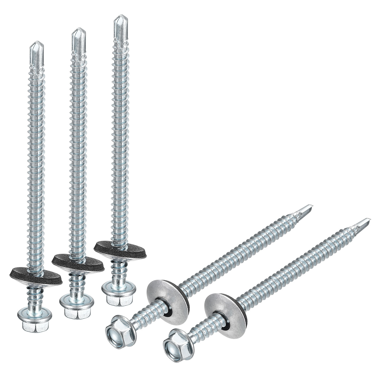 #10-16 X 1/2" Self-Drilling Hex Washer Head Screws, Zinc Plated (Pack Of 100)