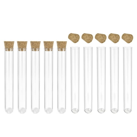 Uxcell 12x75mm Plastic Round Base Test Tubes with Cork Stoppers 50 Pack