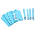 thumbnail image 1 of Uxcell 12x7cm Luggage Tag PU Holders Baggage Label Identifier with Straps Light Blue 4 Pack, 1 of 6