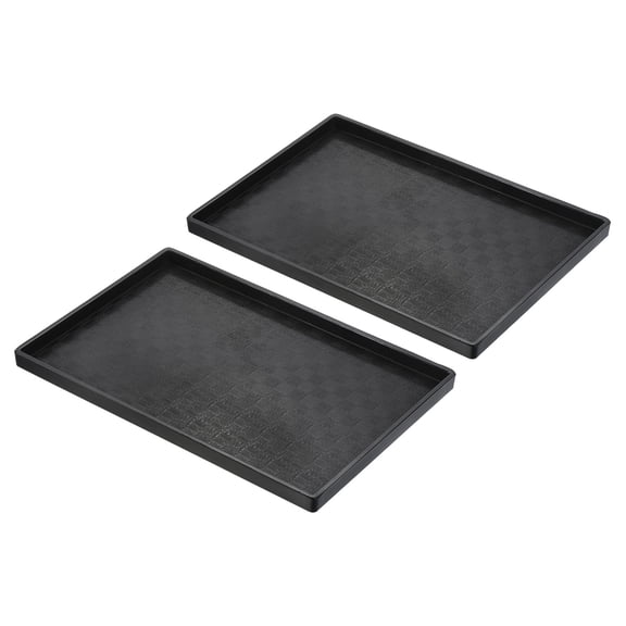 Uxcell 12x8" Fast Food Tray, 2 Pack Plastic Reusable Multi-Purpose Rectangle Serving Tray Mosaic Texture Black