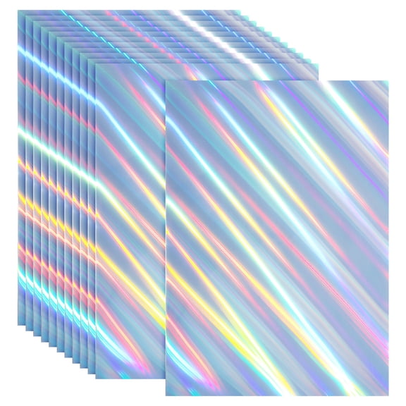 Uxcell 12x8 Inch Printable Holographic Sticker Paper, 12 Sheets Vinyl Sticker Paper A4 Waterproof Quickly Sticker for Laser Printer Inkjet Printer, Slanted Beam Pattern