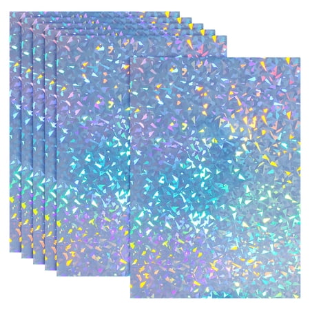 Uxcell 12x8 Inch Printable Holographic Sticker Paper, 6 Sheets Vinyl Sticker Paper A4 Waterproof Quickly Sticker for Laser Printer Inkjet Printer, Diamond Pattern