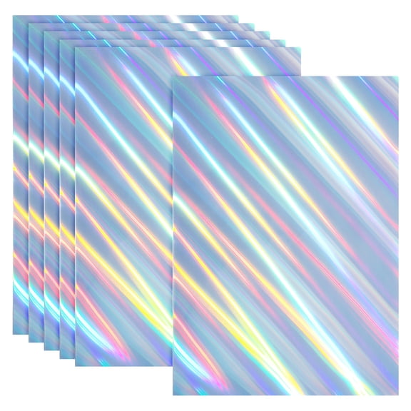 Uxcell 12x8 Inch Printable Holographic Sticker Paper, 6 Sheets Vinyl Sticker Paper A4 Waterproof Quickly Sticker for Laser Printer Inkjet Printer, Slanted Beam Pattern