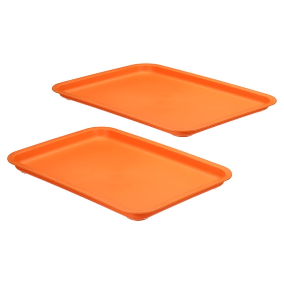 Uxcell 12x9" Fast Food Tray, 2 Pack Plastic Reusable Multi-Purpose Rectangle Serving Tray Orange
