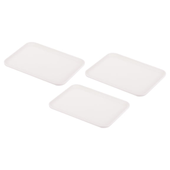 Uxcell 12x9" Fast Food Tray, 3 Pack PP Plastic Reusable Multi-Purpose Non-Slip Serving Tray White