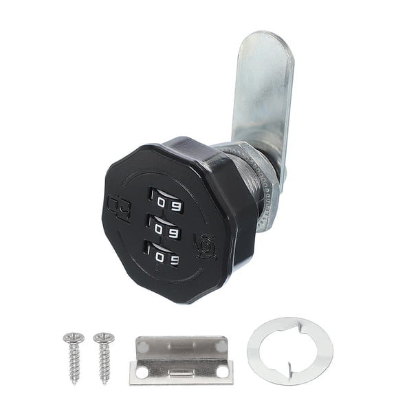Uxcell 13/16" Combination Cabinet Cam Lock Zinc Alloy Keyless 3-Digit Password Coded Lock, Black