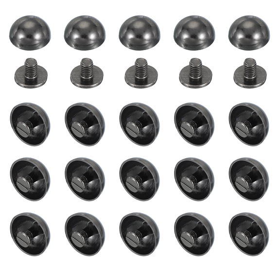 Uxcell 13/16" Dome Spikes Studs, Mushroom Type Nailhead Round Head Studs Screw Back Spike Studs Rivets, Black 20 Sets