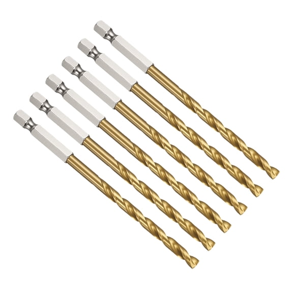 Uxcell 13/64" Hex Shank Drill Bit, M35 Cobalt 5% High-Speed Steel Bits Quick Change Design for Impact Driver 135 Titanium for Stainless Steel Hard Metal - 6 Pack