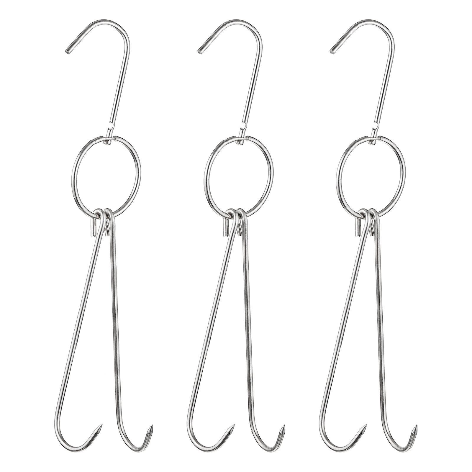 Uxcell 13.7'' Double Meat Hooks, 0.19'' Thickness Stainless Steel Smoker  Hook Tools, 3 Pack
