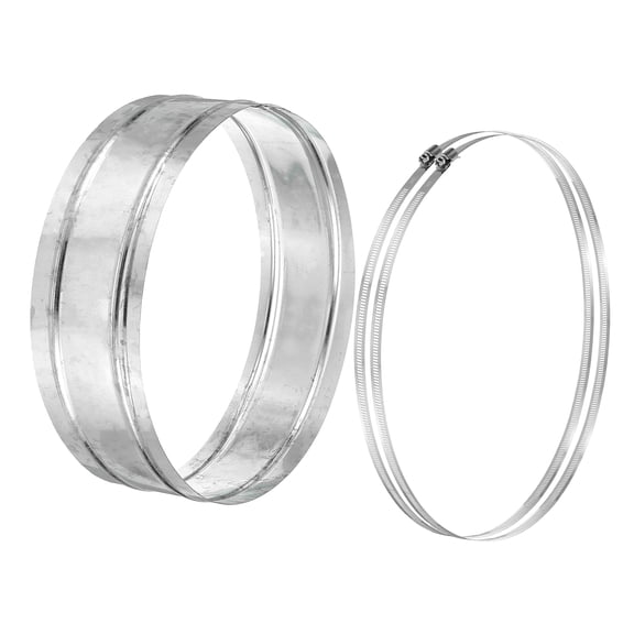Uxcell 13.8" Duct Connector, 1 Set Galvanized Iron Duct Coupling Vent Coupler Dryer Pipe Coupling Hose Extension Connector with Duct Clamps for HVAC Exhaust Fan Vent Systems, 4" Long