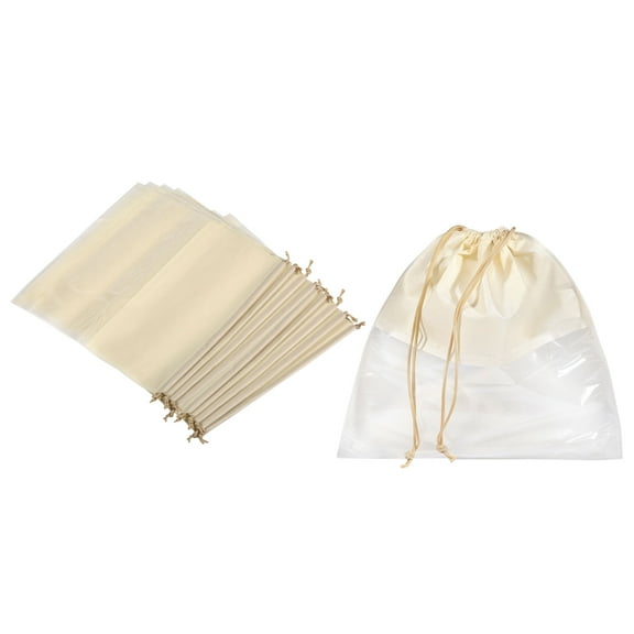 Uxcell 13.8'' Handbag Dust Cover Drawstring Bag NonWoven Fabric Beige 10Pcs