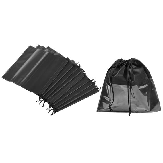 Uxcell 13.8" Non-Woven Fabric Handbag Dust Cover Drawstring Bag Black 10pcs