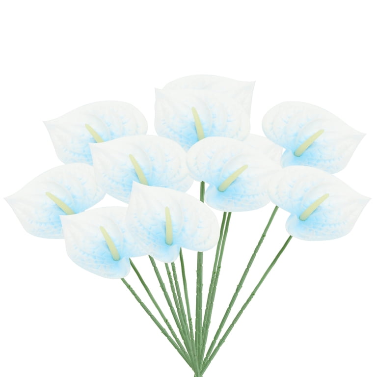 Uxcell 13" Artificial Anthurium Lily Flowers Floral Arrangements Bouquet Decor, Blue White 10 Pack