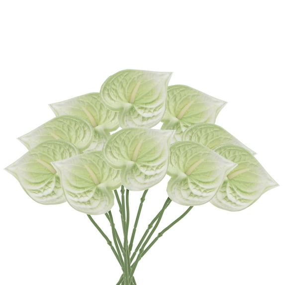 Uxcell 13" Artificial Anthurium Lily Flowers Floral Arrangements Bouquet Decor, Light Green 10 Pack