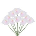 thumbnail image 1 of Uxcell 13" Artificial Anthurium Lily Flowers Floral Arrangements Bouquet Decor, Pink White 10 Pack, 1 of 5