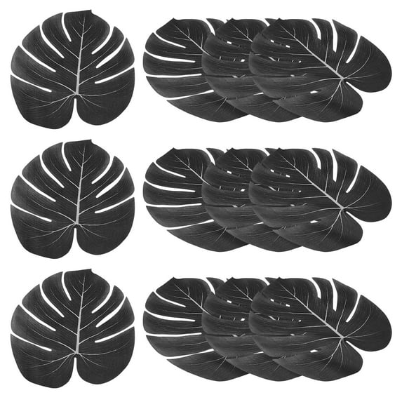 Uxcell 13" Black Palm Leaves, 12 Pack Artificial Palm Leaves Faux Palm Fronds Fake Palm Leaf Tree Leaves, Style 23