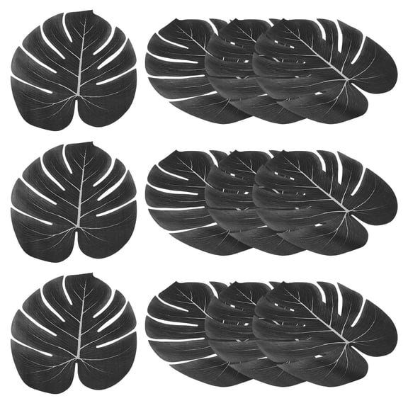 Uxcell 13" Black Palm Leaves, 24 Pack Artificial Palm Leaves Faux Palm Fronds Fake Palm Leaf Tree Leaves, Style 23