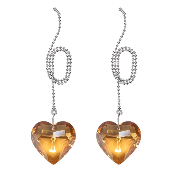 Uxcell 13 Inch Crystal Ceiling Fan Pull Chains, Champagne, 2 Pcs (Heart Shape)