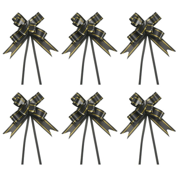 Uxcell 13 Inch Pull Bows Ribbon Gift Wrapping String Gold Thread Style Decorative Bow Tie Black 100 Pack