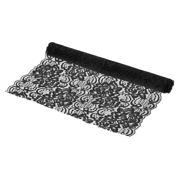 Uxcell 13 Inch Wide 2 Yard Lace Ribbon, Floral Pattern Black Lace Embroidered Fabric Trim Ribbons for Garment DIY Crafts Dress Sewing Making Bridal Wedding Decorations