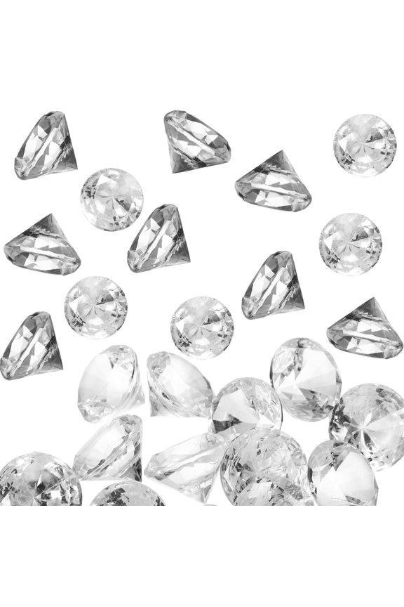 13-Pack Acrylic Diamond Fake Gems, 1.57mm Acrylic Clear Fake Jewels Bulk for Home/Vase Fillers/Party Decoration [Clear]