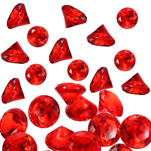 Uxcell 13-Pack Acrylic Diamond Fake Gems, 1.57mm Acrylic Clear Fake Jewels Bulk for Home/Vase Fillers/Party Decoration [Deep Red]