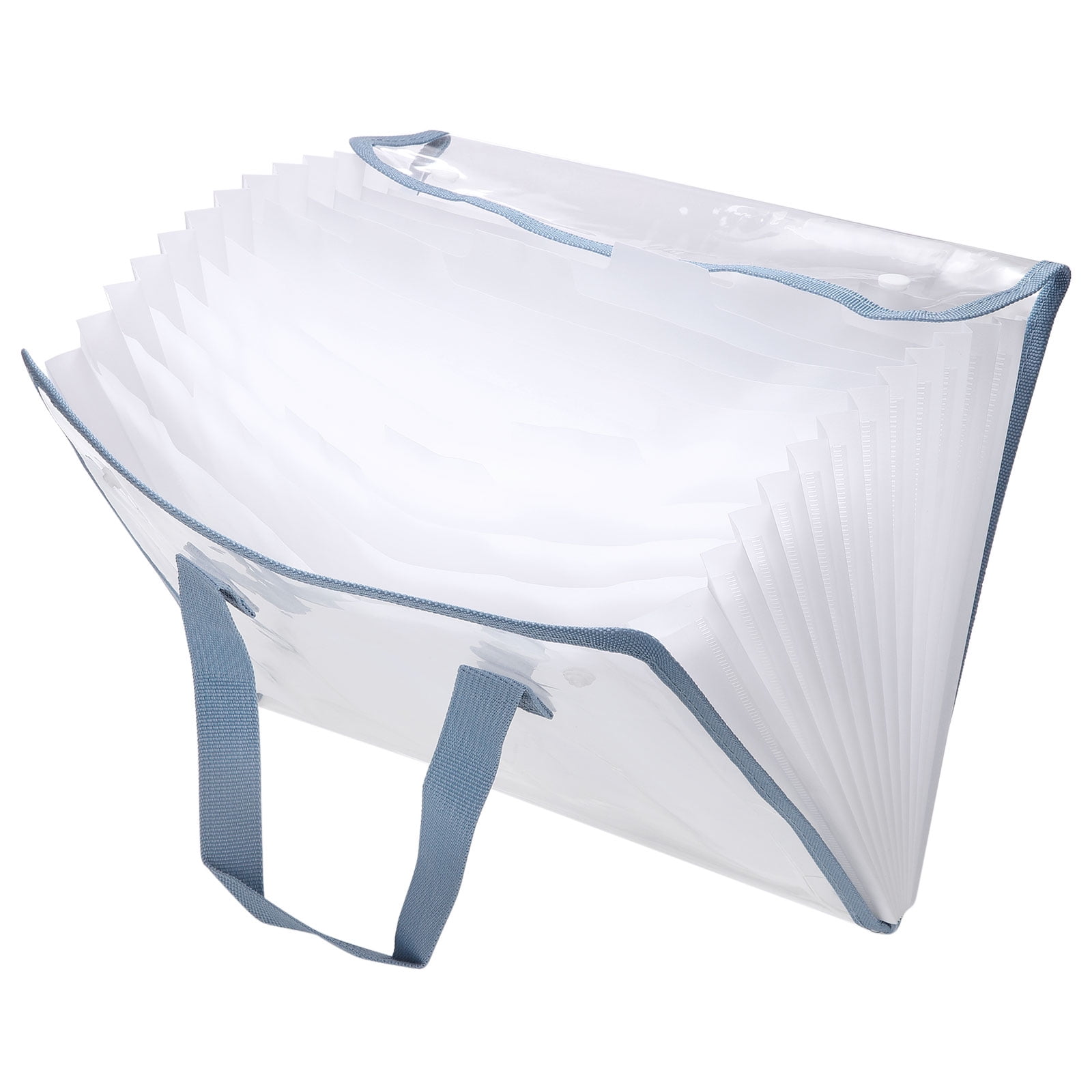 Uxcell 13 Pockets Accordion File Organizer, Expanding File Folder Portable Accordion Document Bag with Classified Index Stickers for Office Worker, Blue (Flip Cover)