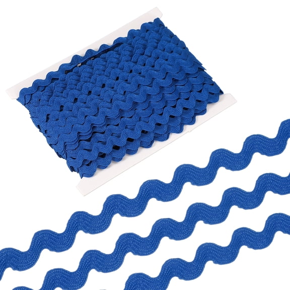 Uxcell 13 Yard Rick Rack Trim Ribbon, 5mm Wave Sewing Bending Fringe Trim Wave Ribbon Trim for Sewing DIY Clothes Wrapping Wedding Party Decoration, Blue