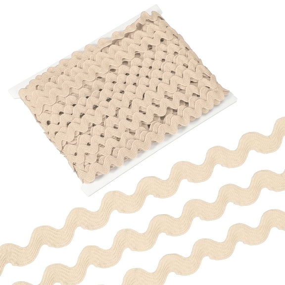Uxcell 13 Yard Rick Rack Trim Ribbon, 5mm Wave Sewing Bending Fringe Trim Wave Ribbon Trim for Sewing DIY Clothes Wrapping Wedding Party Decoration, Light Khaki