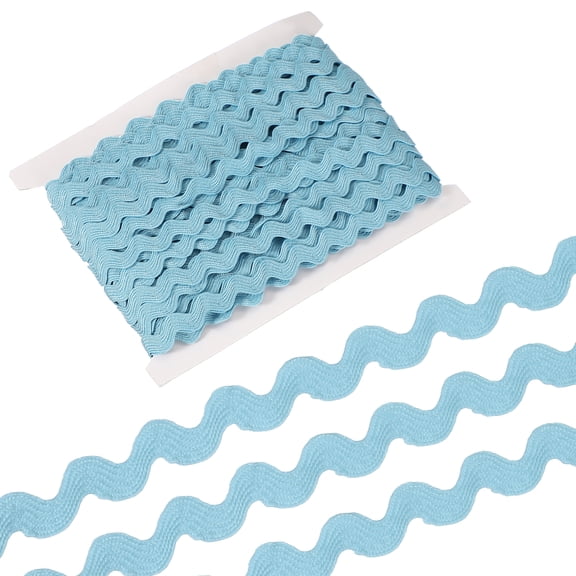 Uxcell 13 Yard Rick Rack Trim Ribbon, 5mm Wave Sewing Bending Fringe Trim Wave Ribbon Trim for Sewing DIY Clothes Wrapping Wedding Party Decoration, Sky Blue
