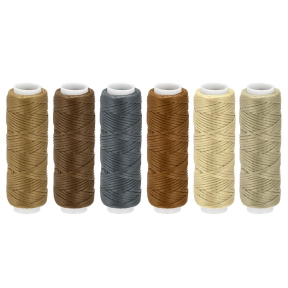 Uxcell 13 Yards 150D/0.8mm Various Brown Leather Sewing Thread Set Polyester Waxed Cords 6 Pack