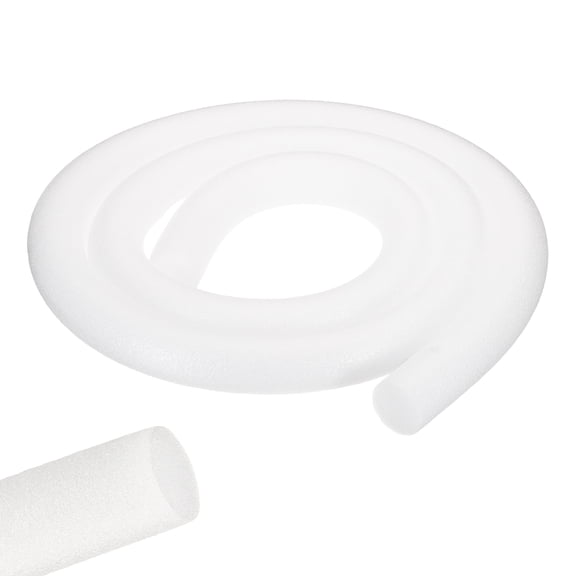 Uxcell 2 Roll 6.5 ft Foam Noodles for Crafts, 1-3/8 Inch Dia Pearl Cotton Tube Rod for Flower Modeling DIY Arts Supplies Sealing Concrete Gaps Filler, Crack Filling, Doors, White