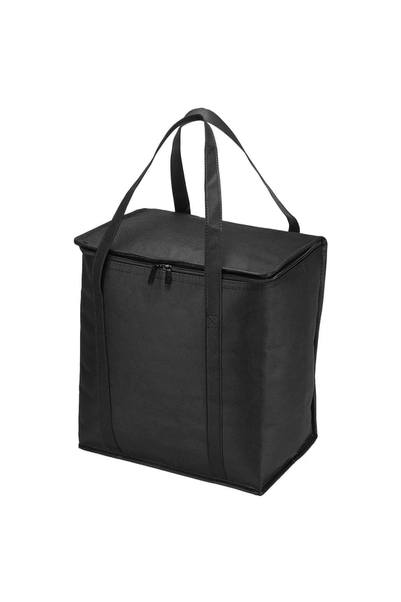 13"x8.1"x14" Foldable Insulated Reusable Grocery Shopping Bag Food Delivery Tote with Zipper, Black