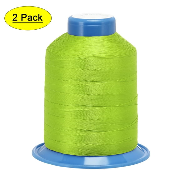 Uxcell 1312 Yards 210D/0.32mm Extra Strong Bonded Polyester Threads (Lime, 2 Pack)