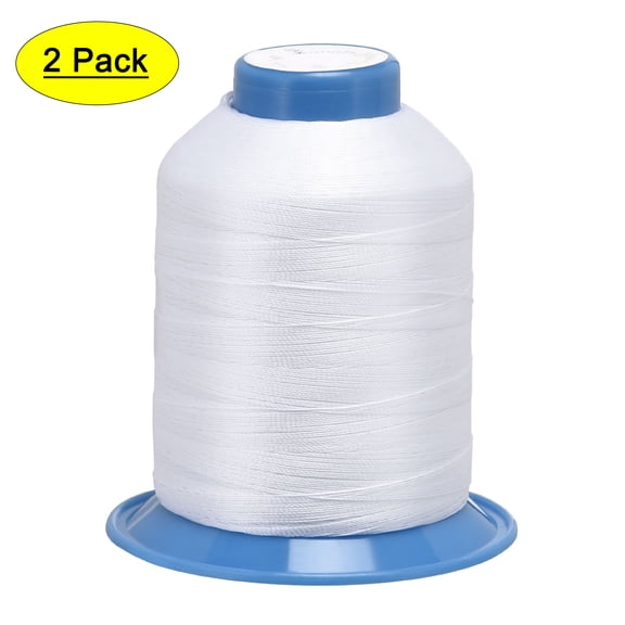 Uxcell 1312 Yards 210D/0.32mm Extra Strong Bonded Polyester Threads (White, 2 Pack)