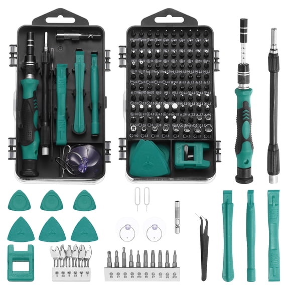 Uxcell 136 in 1 Magnetic Precision Screwdriver Set Electronics Repair Tools Kit with 96 Bits Flexible Shaft and Extension Rod for Cellphone Game Console Laptop PC Computer Camera, Green