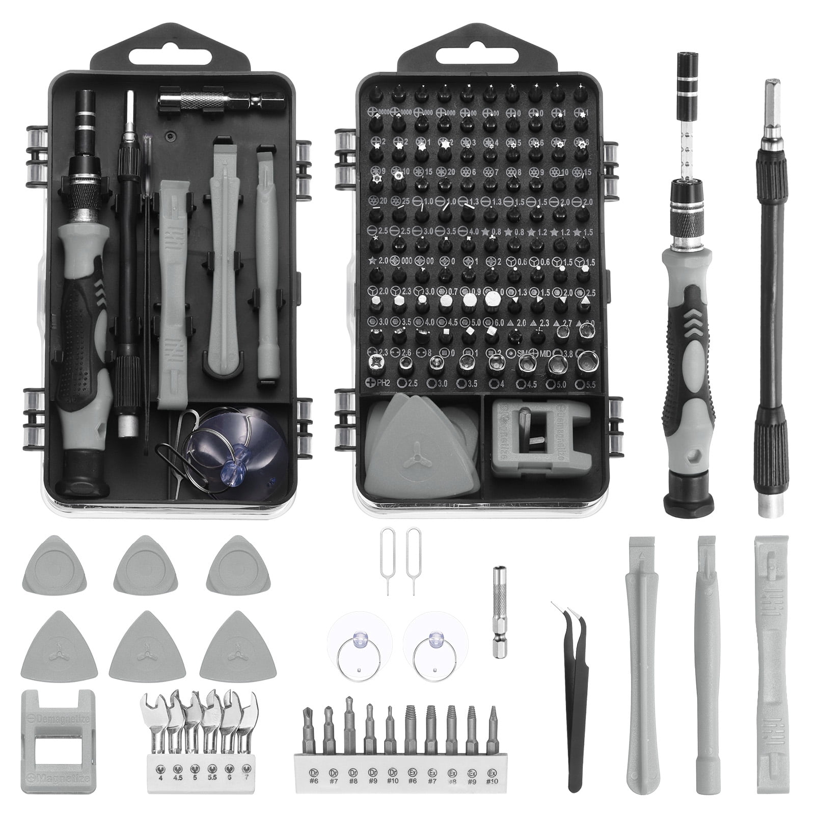 Uxcell 136 in 1 Magnetic Precision Screwdriver Set Electronics Repair Tools Kit with 96 Bits Flexible Shaft and Extension Rod for Cellphone Game Console Laptop PC Computer Camera, Grey