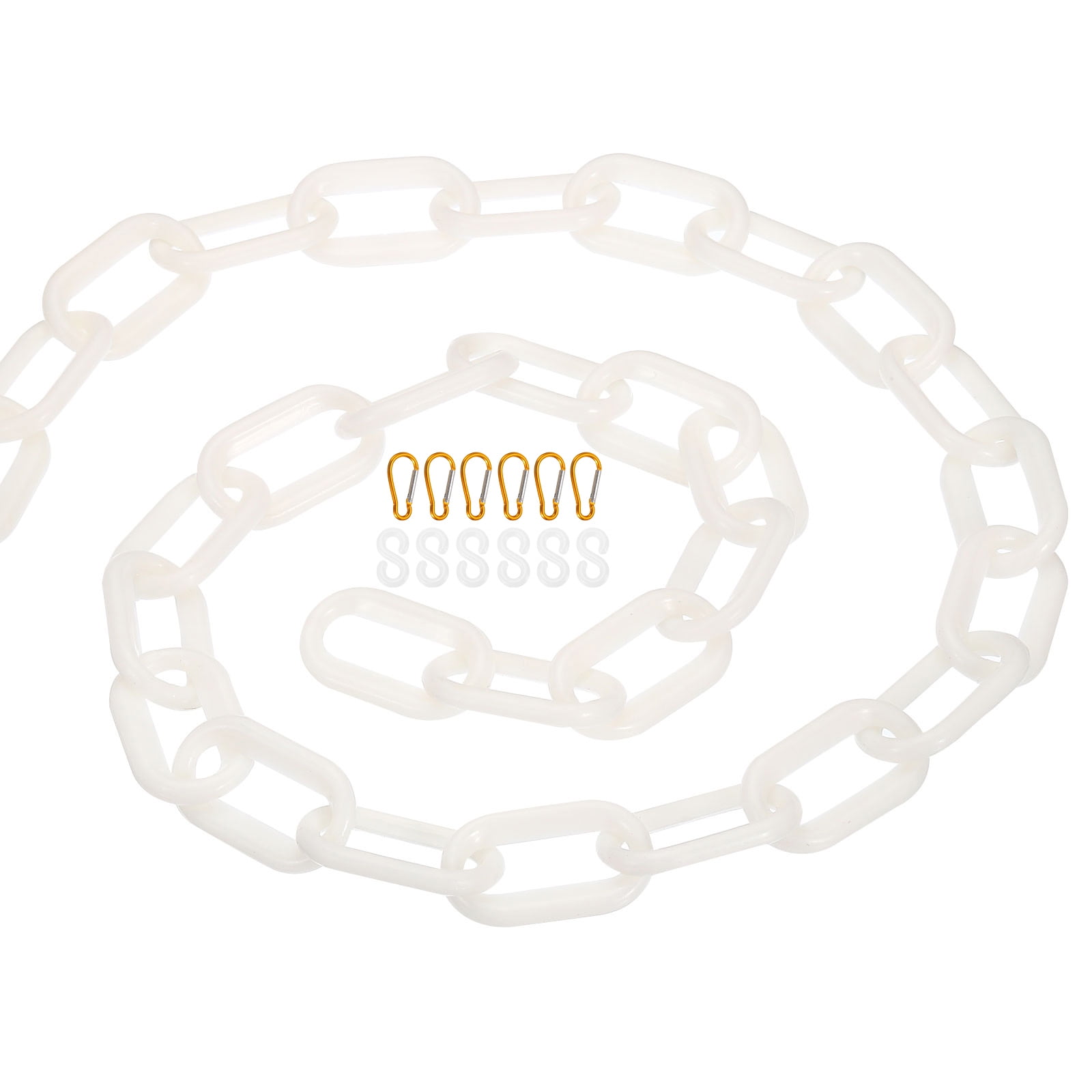 Uxcell 13Ft Plastic Chain Barrier, Safety Link Chain Stanchion with 6 S