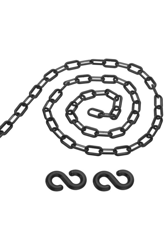 13Ft Plastic Safety Barrier Chain with 2 Pcs S-Hooks for Crowd Control at Driveway Elevator Parking Lot Black