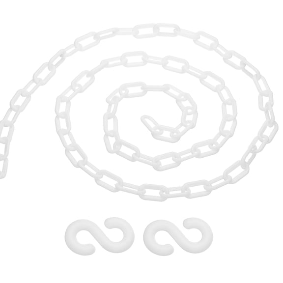 Uxcell 13Ft Plastic Safety Barrier Chain 2 S-Hooks, White