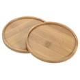 thumbnail image 1 of Uxcell 13cm OD Round Bamboo Plant Saucer Flowerpot Drip Tray Indoor, 2 Pack, 1 of 5