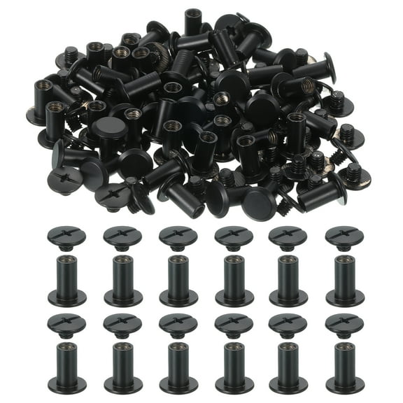 Uxcell 13mm Chicago Screws Leather Rivets, 120 Set Leather Rivets Nail Stud Screws Bolt Assorted Kit for DIY Leather Craft Bookbinding Decorate Repair Belt Bag Clothing, Black