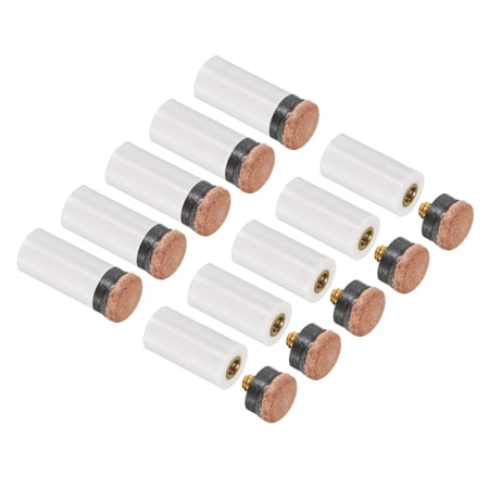 Uxcell 13mm Dia Screwing Billiard Pool Cue Tips with Cue Stick Ferrules Brown White 10 Pairs