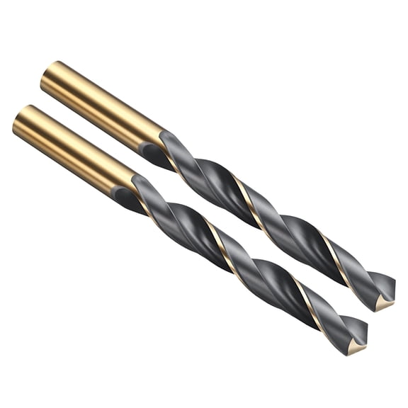Uxcell 13mm Drill Bit, Jobber Straight Shank 4341 High-Speed Steel 118 Black and Gold Finish for Medium-hard Metal Steel Acrylic - 2 Pack