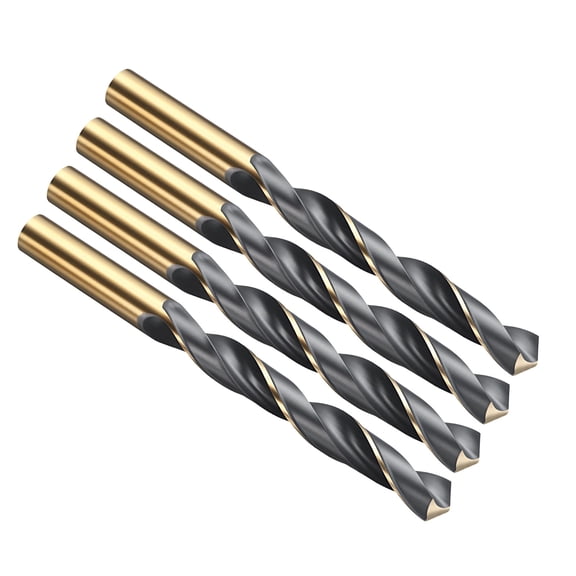 Uxcell 13mm Drill Bit, Jobber Straight Shank 4341 High-Speed Steel 118 Black and Gold Finish for Medium-hard Metal Steel Acrylic - 4 Pack