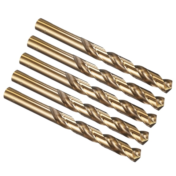 Uxcell 13mm Drill Bit, Jobber Straight Shank M35 Cobalt High-Speed Steel 135 Oven-baked Yellow Treatment for Steel Metal Alloy Hard Material - 5 Pack
