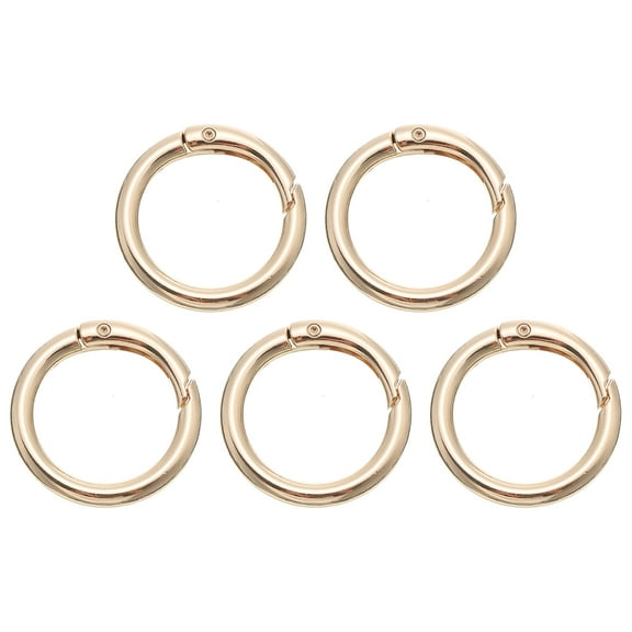 Uxcell 13mm Spring O Ring Round Snap Clip, Circle Trigger Keyrings Buckle Small Clamp Clasp Gold Tone 5 Pcs